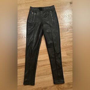 IRIS PULL ON BLACK FAUX LEATHER STRAIGHT LEG PANTS (S)